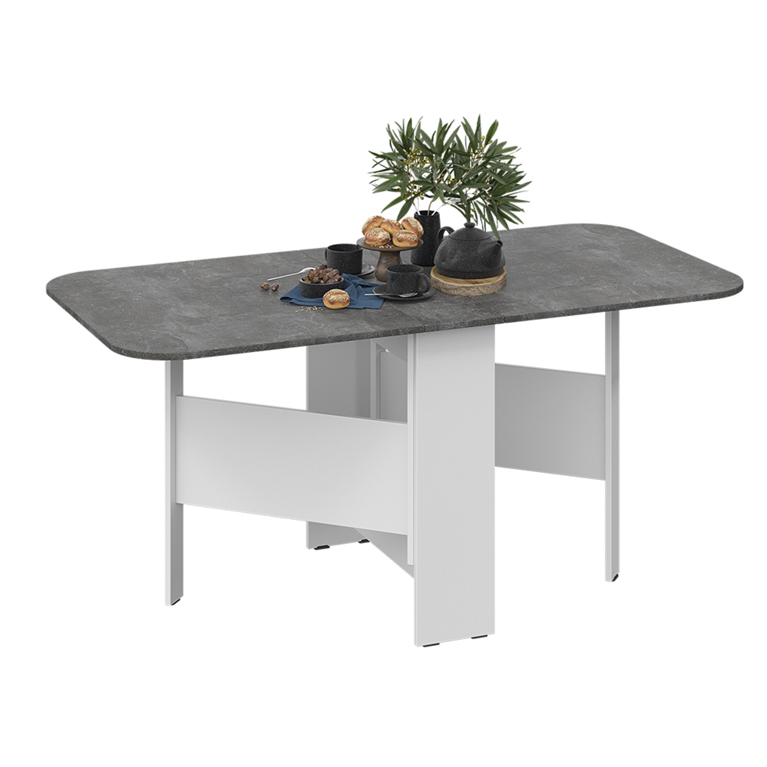 Стол обеденный раскладной 1600мм*800мм Т1 Белый/Ателье темный ТриЯ *1