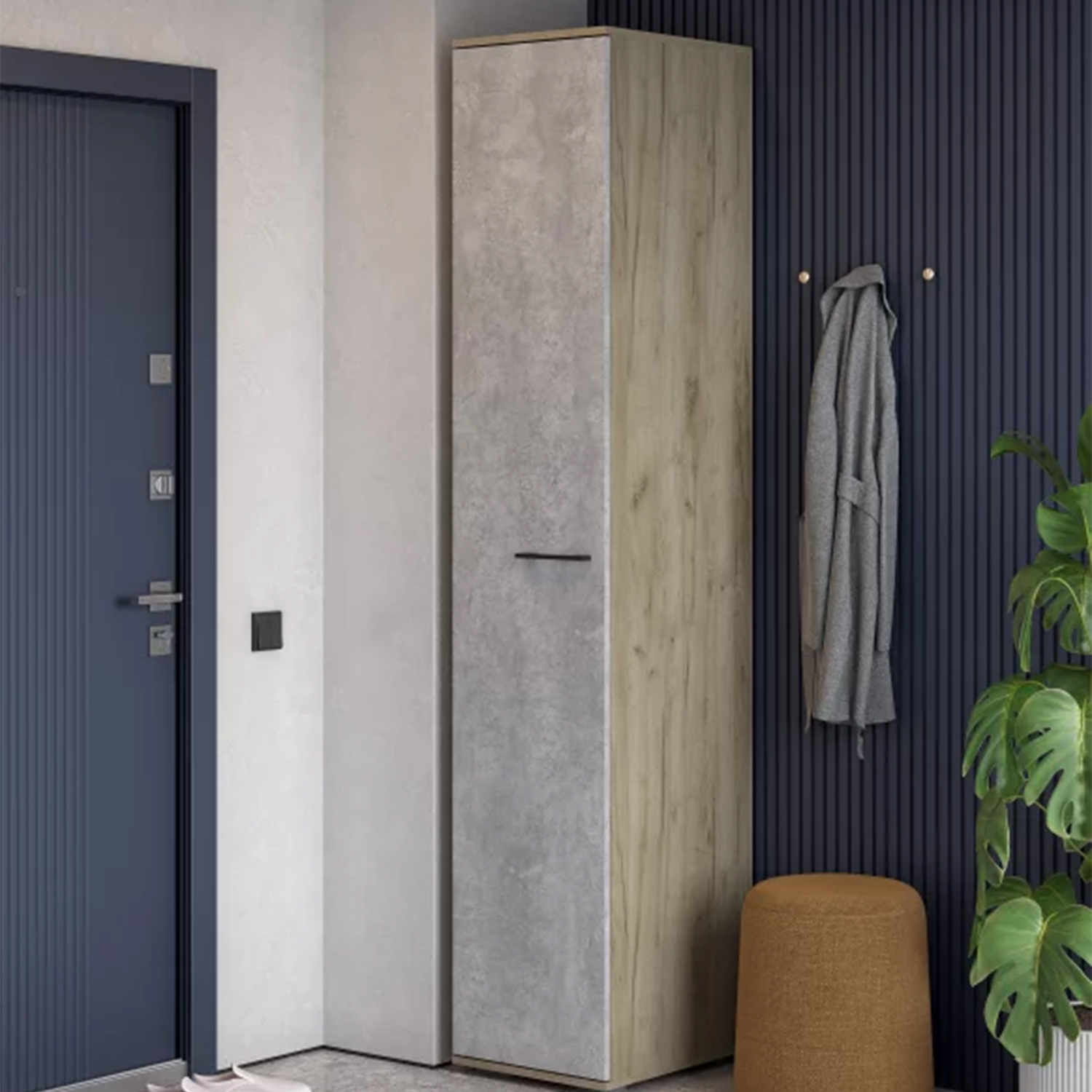 Шкаф БОСТОН ШК-400 с 1 дверью 400*500*2120мм, бетонный камень NEW*1