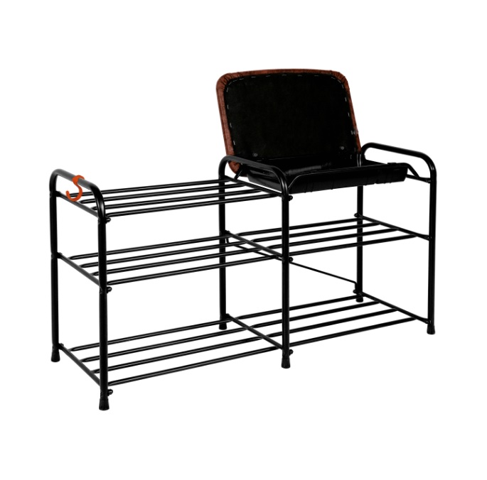 Подставка для обуви металл. "Альфа 33" 3-х ярусная 890х300х480мм с Мягк.Сид.+Ящик Черн.ПДОА33СЯ Ч *1