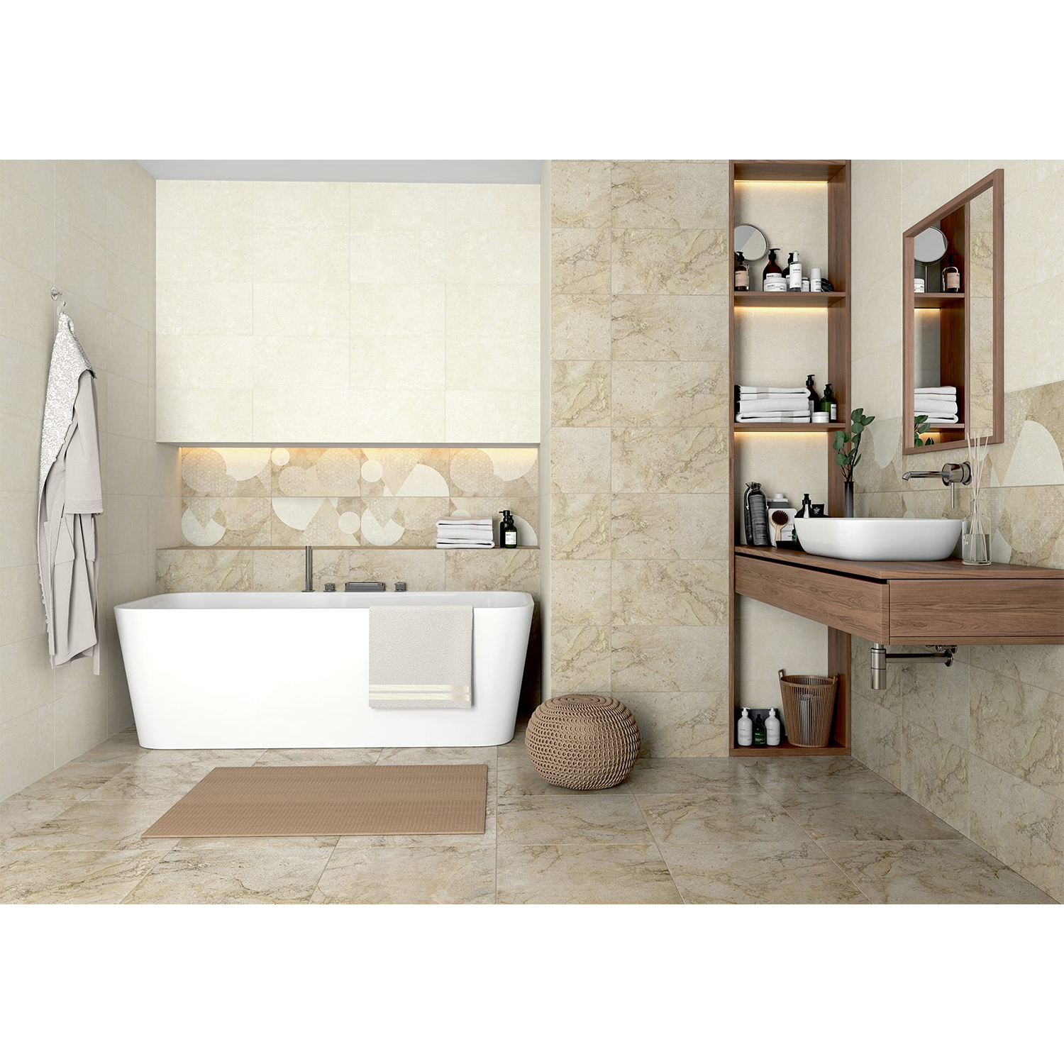 Плитка 45х25 см настенная 1.46 м² Lasselsberger Ceramics Лиссабон, бежевый, геометрия