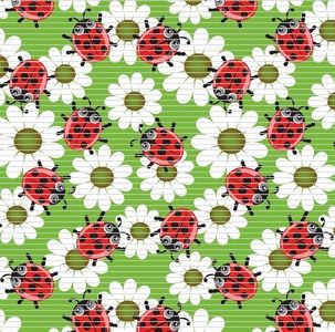 Коврик для ванной ПВХ шир. 65см х15м "DEKOMARIN" 020С "Божьи коровки на зеленом" (Турция) *15