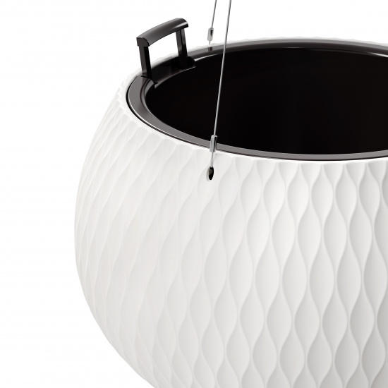 Кашпо пластм. подвесное "Жемчужина"  9,7л d 290мм h195мм, вставка 4л, металл.подвес Белый М8724 *1/4