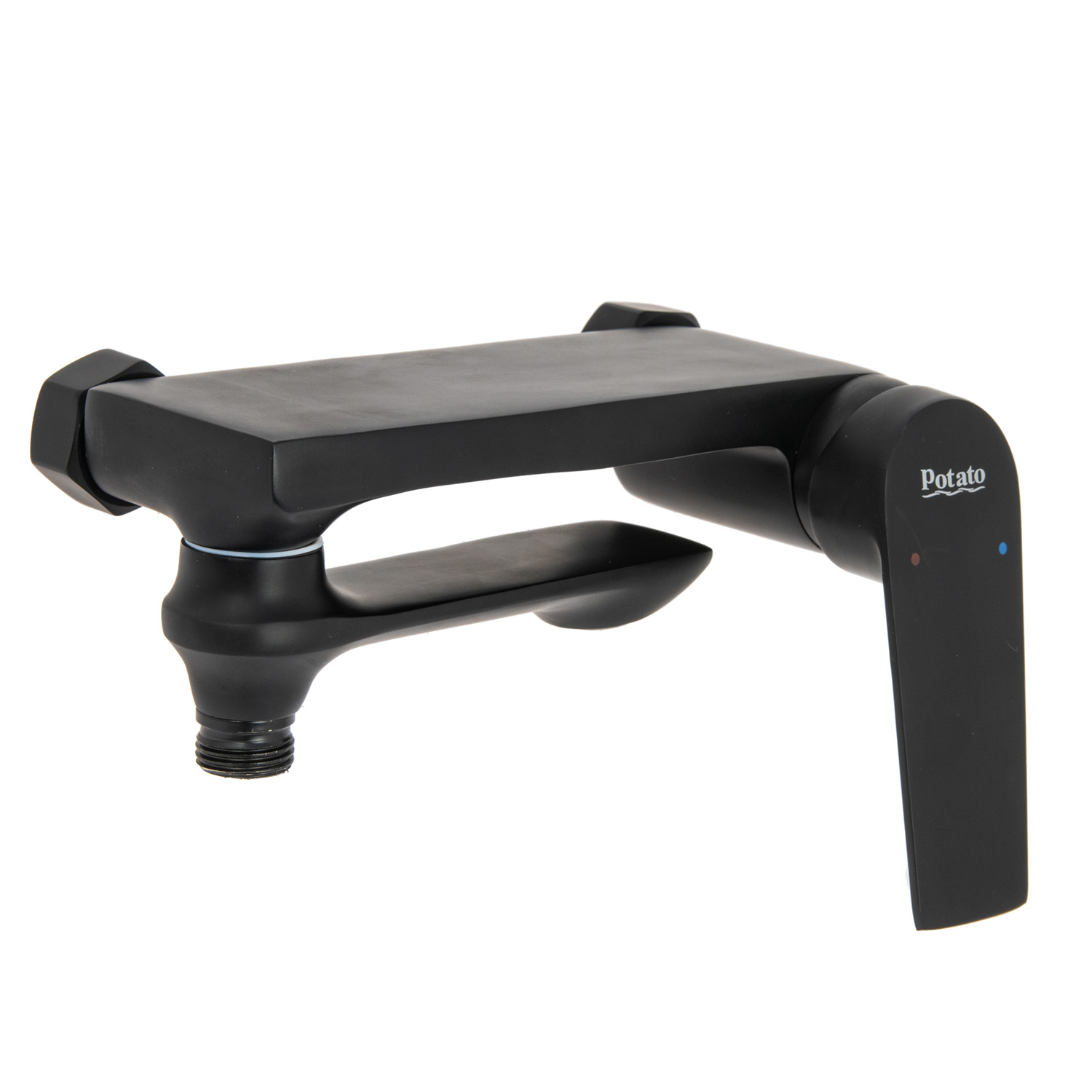 Смеситель для ванны "Potato" P30167-6 короткий излив (черный матовый) *1/10