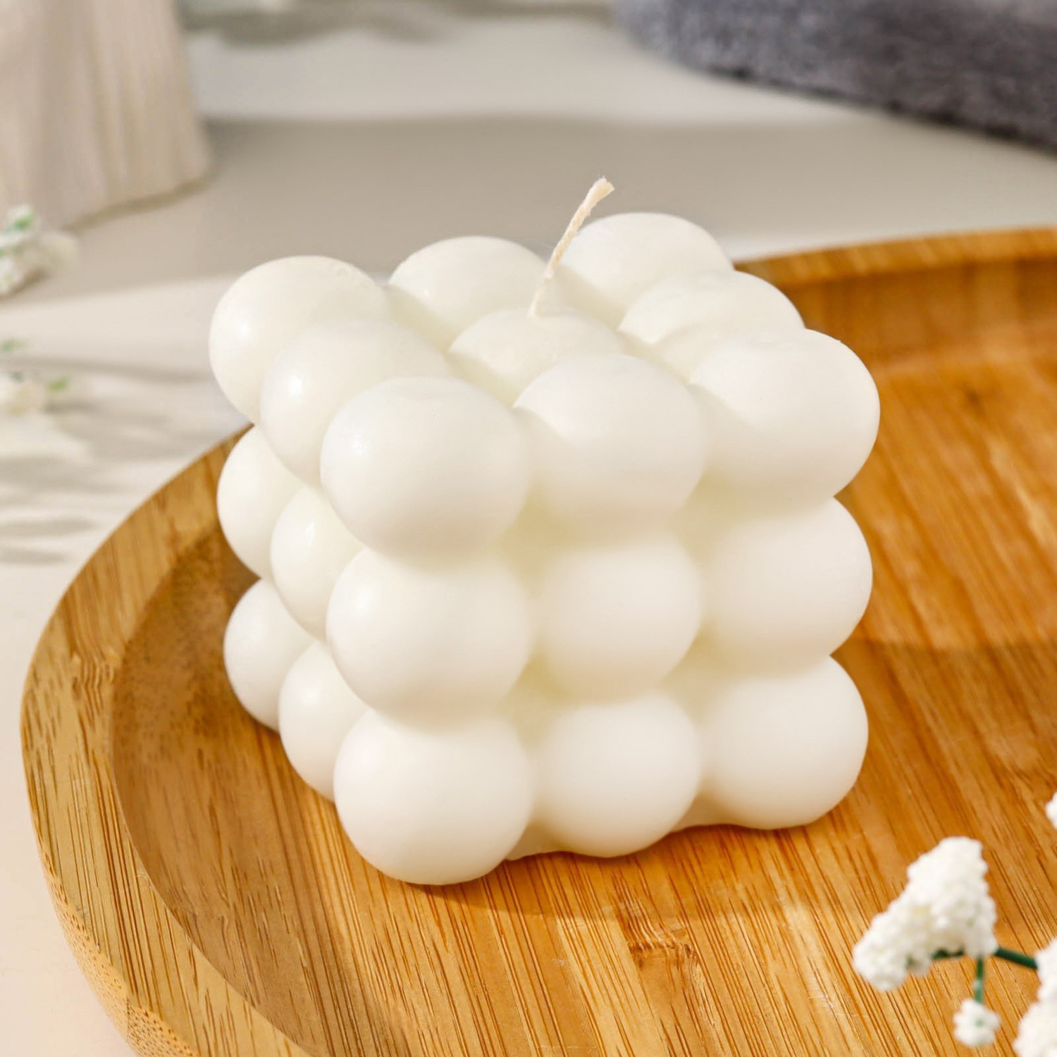 Свеча фигурная "Бабл куб", 6 см, белая 7471618