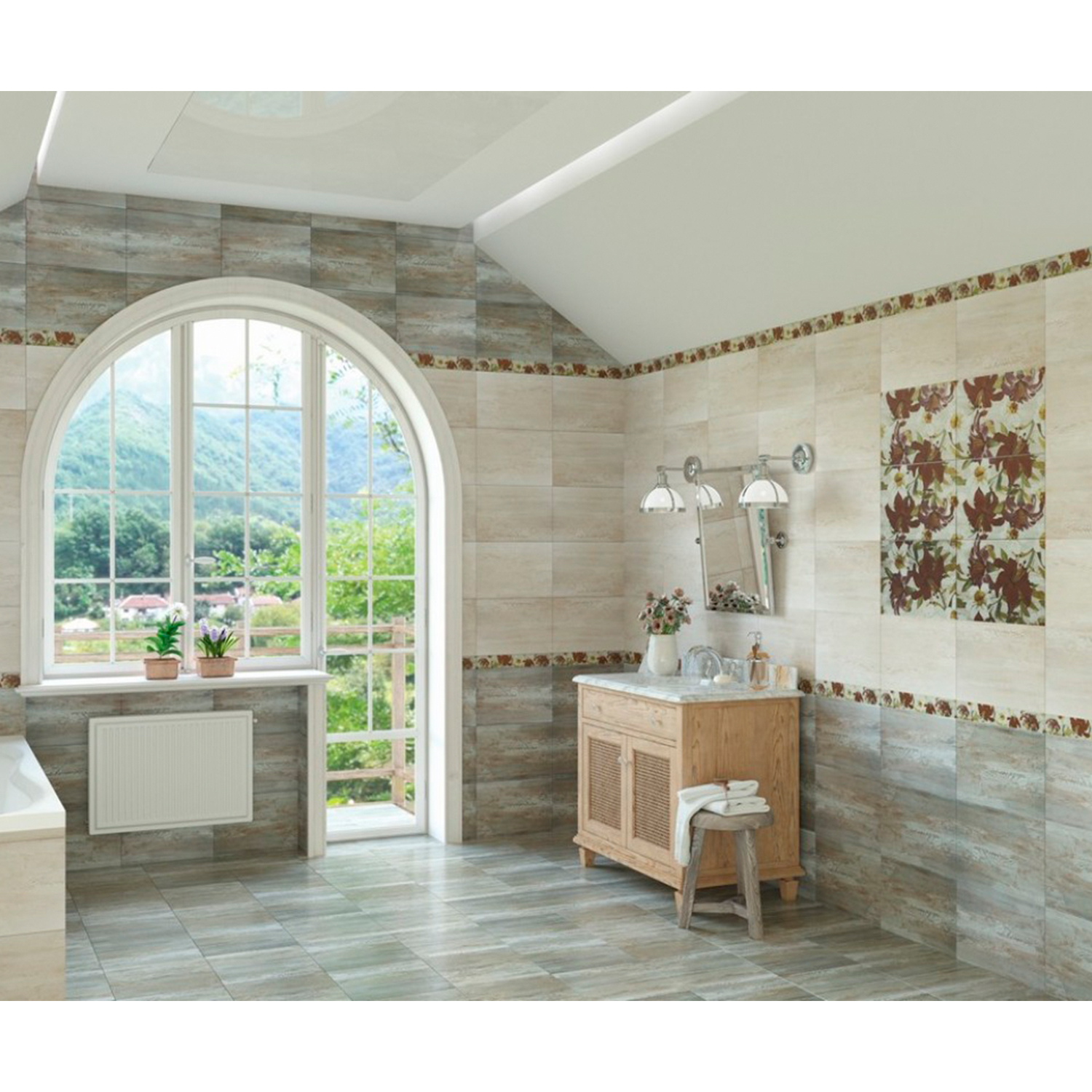 Плитка настенная Евро-Керамика Мадейра, 270х400 мм, темный