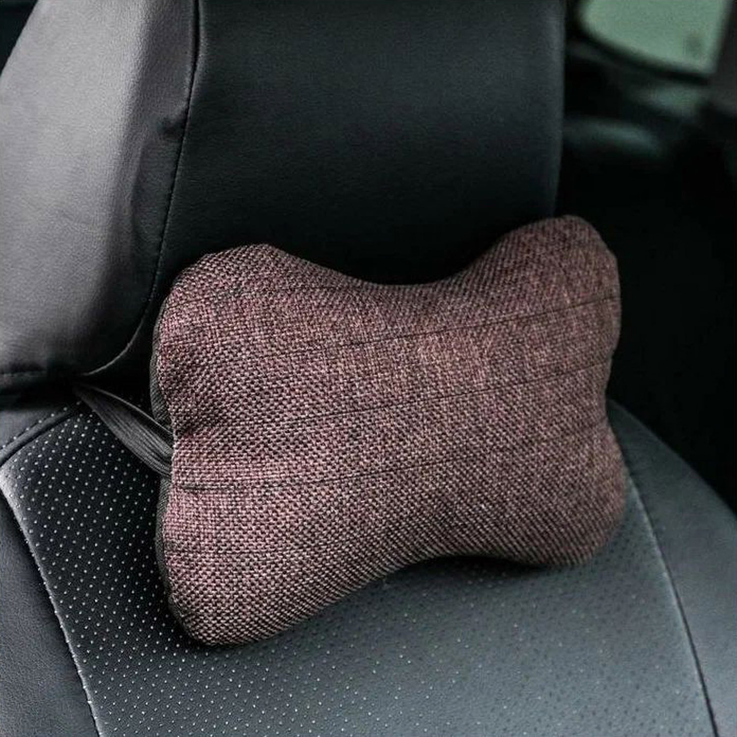 Подушка автомобильная, для шеи, лен, коричневый, 18х26 см 5267047