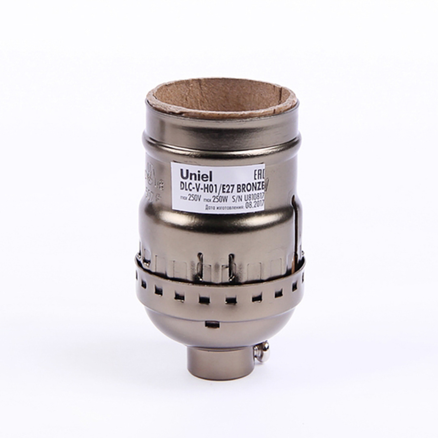 яяяПатрон декоративный Uniel Vintage, без выключателя, алюминий, цвет бронза 1677346