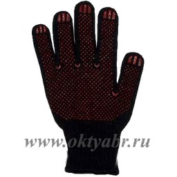 Перчатки ХБ с ПВХ точ 10кл (4 нити) 39гр черные *10/100