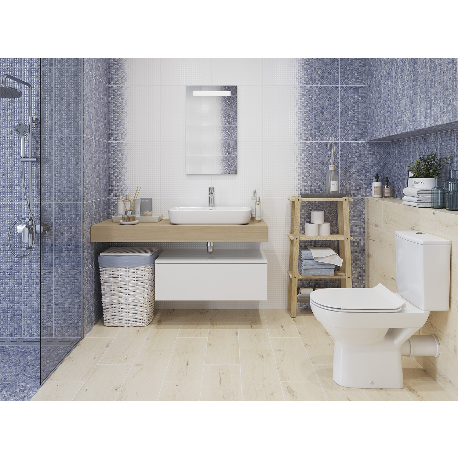 Плитка настенная ХАММАМ многоцветный рельеф 200*440*8,5 (0,088*12=1,05*68) HAG451 Cersanit *71,4