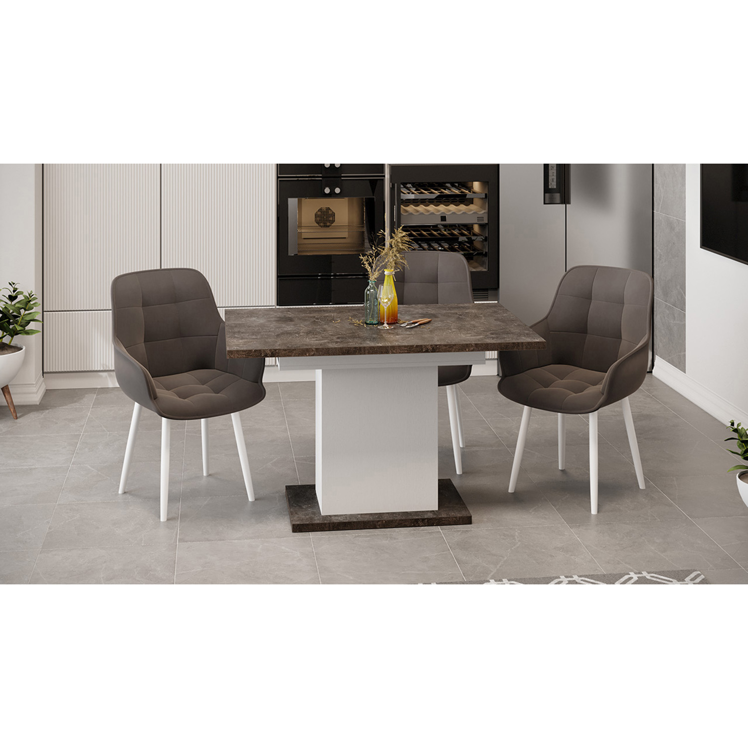 Стол обеденный прямоугольный раздв.Детройт Тип4 800х1200(1635)х h746 Белый, Ателье темный*1