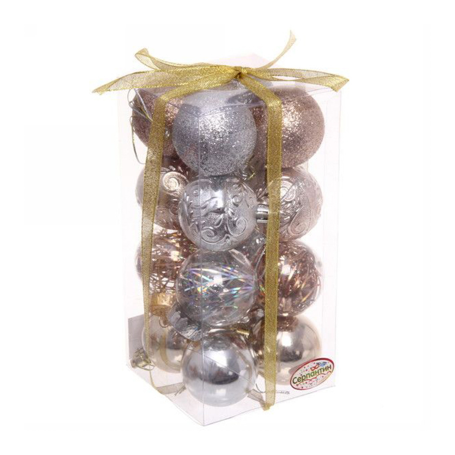 Набор шаров "Волшебный вальс" 5 см (16 предметов), шампань/серебро