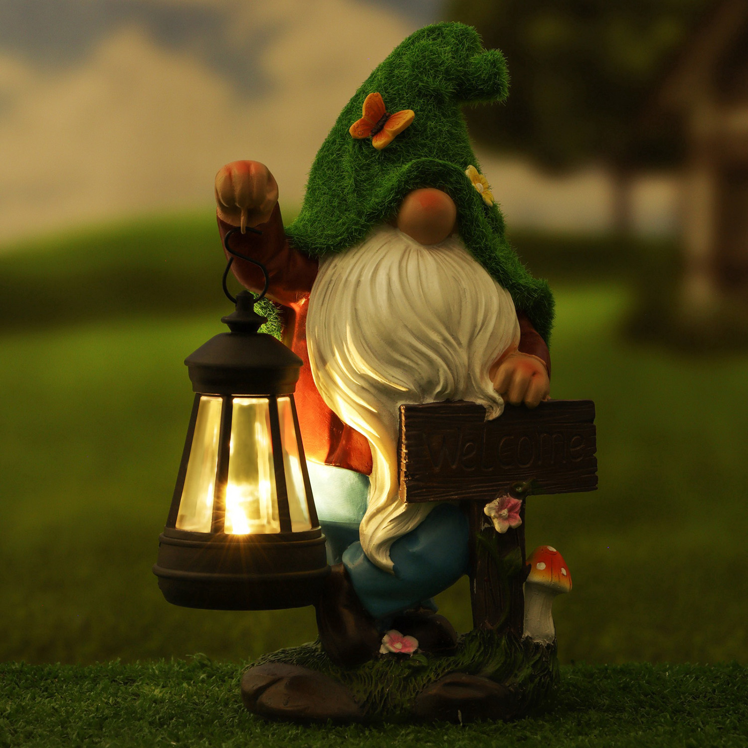 Садовый фонарь "Гном Welcome" 9х15х25см 10122713