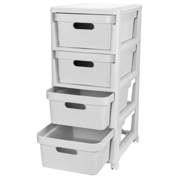 Комод пластм. "Velvet" 4 ящика выс.690мм, шир.300мм, гл.385мм Светло-серый 435218838 ("Бытпласт") *1