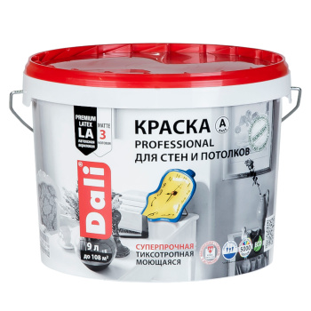 Краска акриловая для стен и потолков 9 л ДАЛИ PROFESSIONAL моющаяся матовая База А *1/44
