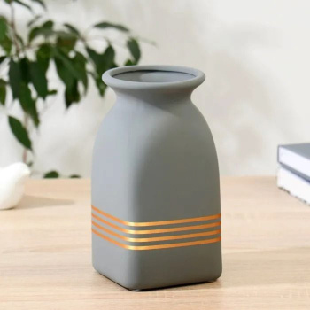 Ваза керамика "Тобиас" узкая, h-20 см, d отверстия-6,5 см, серый 7549263