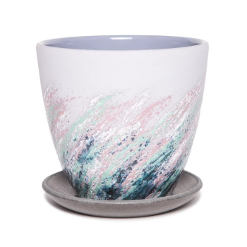 Кашпо керам. Крокус Живопись 2,3л d верха 177мм h155мм с поддоном сиреневый №3 КС-К3-203-54 *8