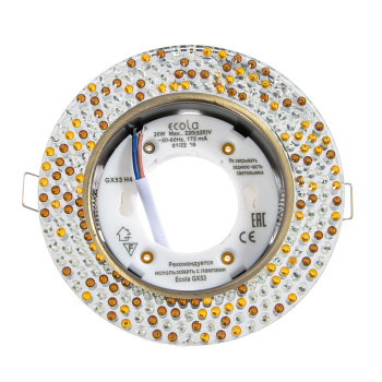 Светильник встраиваемый GX53 H4 5319 Ecola Glass Круг янтарь зерк/черн.бронза FQ53RMECB *10/30