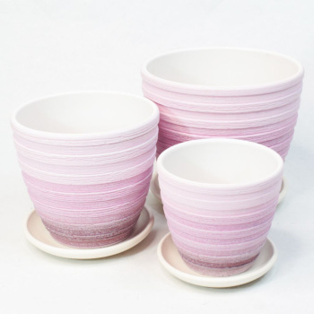 Кашпо керам. Крокус Букле 4,2л d верха 208мм h182мм с поддоном Розовый №4 КС-К4-196-09 *4