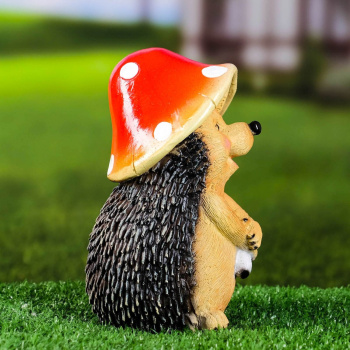 Садовая фигура "Еж в шляпе мухомора" 9x10x15,5см 7751161
