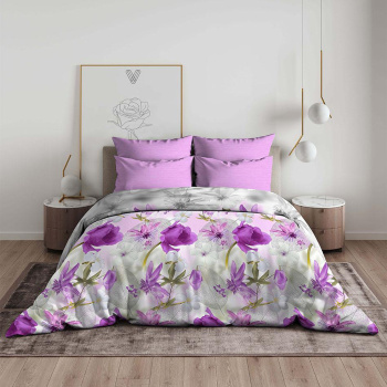 Постельное белье 1,5сп бязь Василиса 7445/1 Лиловая дымка нав70*70,пр150*214 *1/6