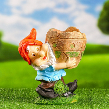 Садовая фигура "Гном с кашпо" 25х24см МИКС 9487935