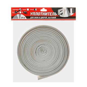 Уплотнитель 10 м TYTAN, 9х7.5 мм, для окон и дверей, профиль D, белый