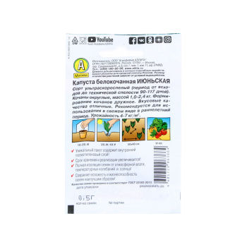 Семена Капуста б/к Июньская 0,5гр Аэлита Лидер *10/500