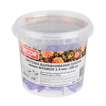 Система выравнивания плитки СВП зажим "Флажок" 1,4мм (ведро 100шт) (арт.339-0100)  *12/24