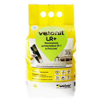 Шпаклевка полимерная Vetonit Weber LR+, финишная, 5 кг, белый