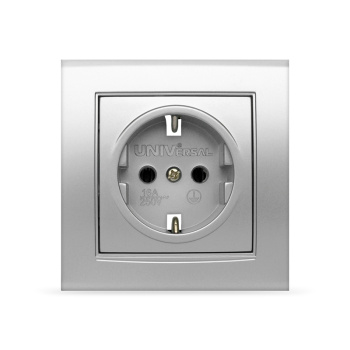 Розетка Бриллиант СП 1-мест. серебро сз 16А IP20 UNIVersal 7949872
