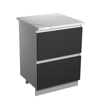 Шкаф напольный 600х850х600 мм BROZEX-WOOD Серый лед, с двумя ящиками, серый / графит