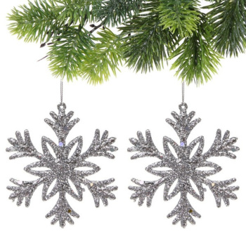 Подвеска "Снежное волшебство" 10 см (набор 2 шт), серебро