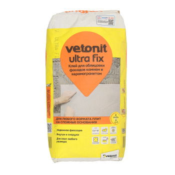 Клей для плитки 25 кг Vetonit Ultra Fix, класс С2 Т S1 Клей для плитки 25 кг Vetonit Ultra Fix, класс С2 Т S1