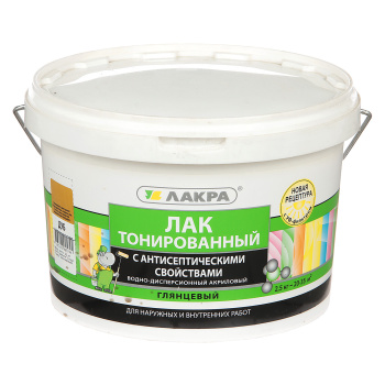Лак акриловый для наружных и внутренних работ тонированный Дуб 2,5 кг Лакра *1/144 Лак акриловый для наружных и внутренних работ тонированный Дуб 2,5 кг Лакра *1/144