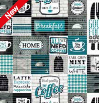 Коврик для ванной ПВХ шир. 65см х15м "DEKOMARIN" 160A абстр голубая с черным (Турция) *15