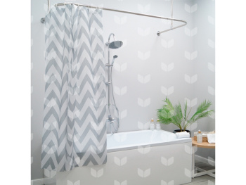 Штора для ванной V-line Зигзаги, 170х180 см, полиэстер, с кольцами