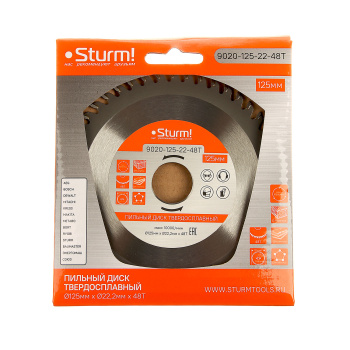 Диск пильный 125*22,2мм 48 зубьев по дереву (9020-125-22-48Т) Sturm *1/25/100