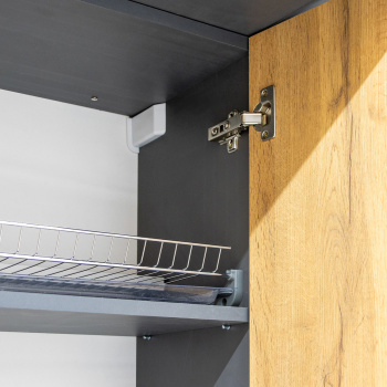 Шкаф навесной 600х676х290 мм BROZEX-WOOD Next, с двумя дверцами, графит / дуб вотан