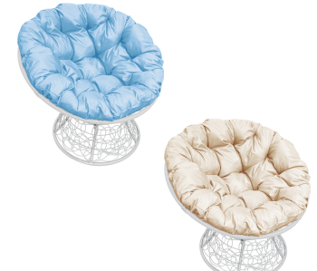 Кресло садовое Папасан цвет белый, подушка микс, d=97*97*75см, до 150кг М-групп *1