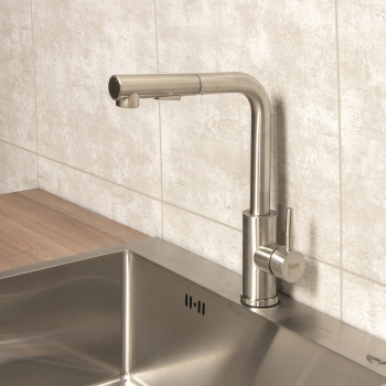 Смеситель для кухни Potato P0047S высокий излив, нерж. сталь *1/10