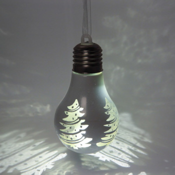 Подвеска ЛАМПА с подсветкой 6*9 см "Ёлочка", Белый (подсветка Теплый белый)