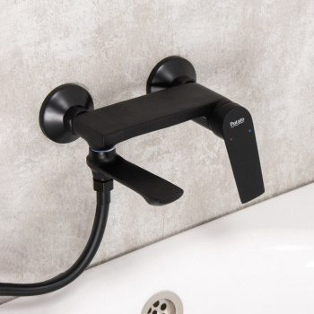 Смеситель для ванны "Potato" P30167-6 короткий излив (черный матовый) *1/10