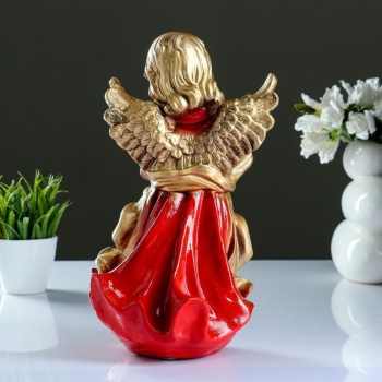 Фигура "Ангел в платье ассорти с букетом" золото 20х20х35см 1236840