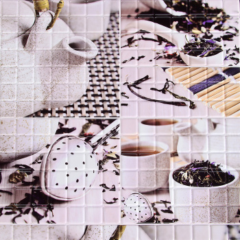 Панель ПВХ 956х480 мм Декопан, мозаика чайная церемония, 0.46 м²