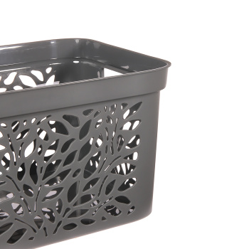 Корзина для хранения пластм. "Leaves" 405х275х207мм с Крышкой 18л Серый арт.83801("Полимербыт")*1/11