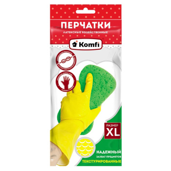 Перчатки латексные XL (супер-большой) Желтые 1пара DGL019P "Komfi" "А.Д.М." *12/240 Перчатки латексные XL (супер-большой) Желтые 1пара DGL019P "Komfi" "А.Д.М." *12/240