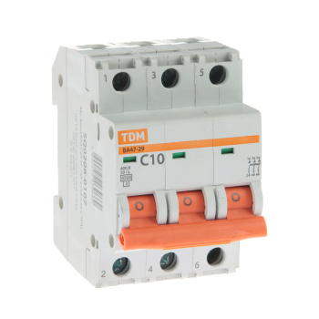 Автоматический выключатель TDM ELECTRIC, 3 полюса, 10 А, 4.5 кА