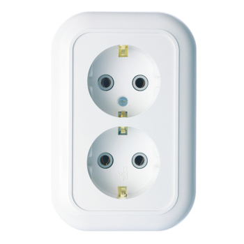 Розетка "Валентина" СП 2-мест. белая с з/к РС16-830 *10/30