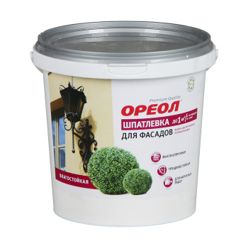 Шпатлевка фасадная акриловая 1.5 кг Ореол, влагостойкая