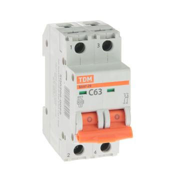 Автоматический выключатель TDM ELECTRIC, 2 полюса, 63 А, 4.5 кА